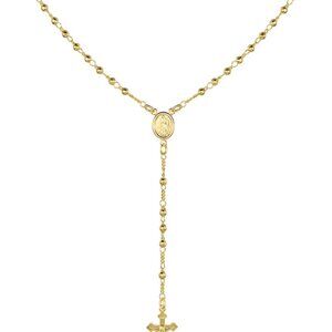 18K Gold Plated Virgin Mary Rosary Bead Cross Necklace Women Religious Jewelry